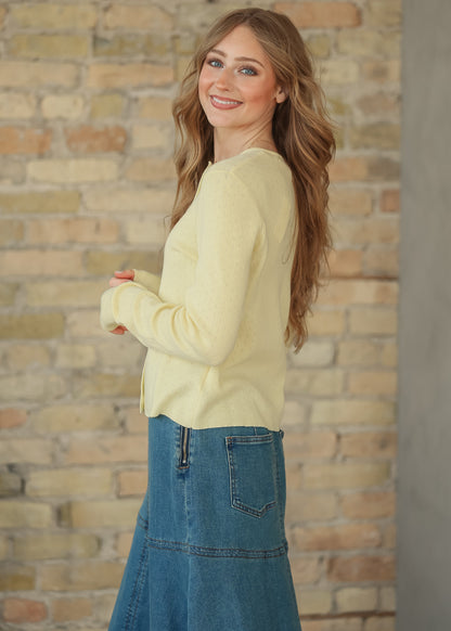 Yellow Pointelle Lightweight Cardigan