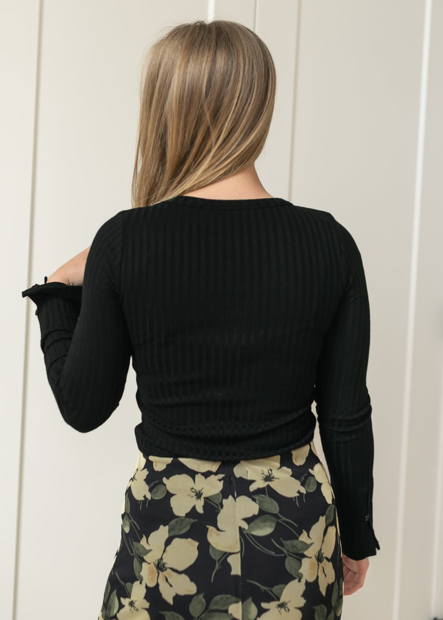 LIVERPOOL® Black Long Sleeve Scoop Neck Knit Top
