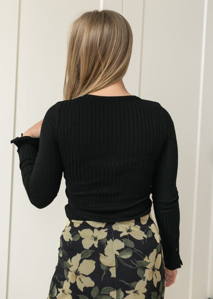 LIVERPOOL® Black Long Sleeve Scoop Neck Knit Top