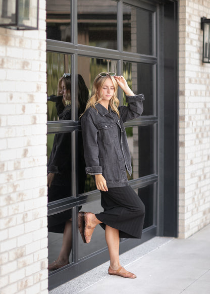 Brinx Black Oversized Denim Jacket