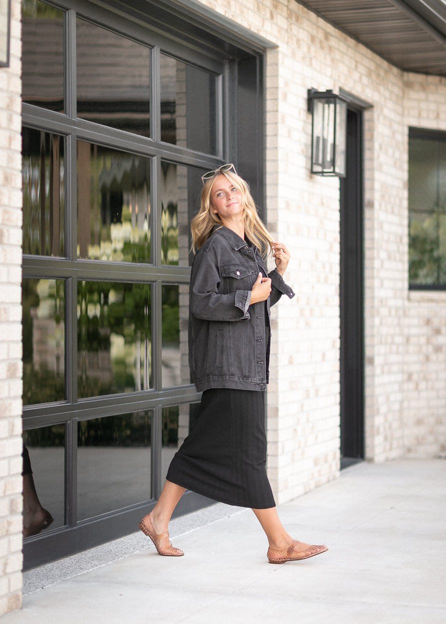 Brinx Black Oversized Denim Jacket