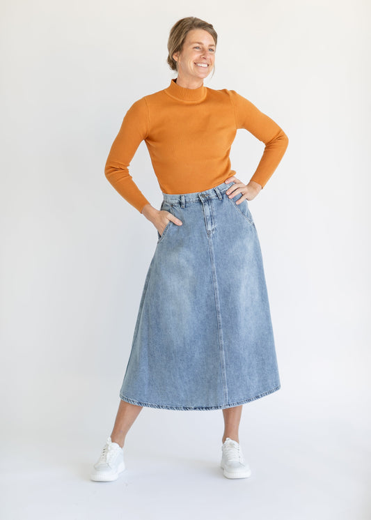 A-line Denim Maxi Skirt FF Skirts