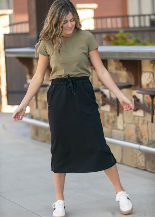 Abbie Mesh Detail Knit Midi Skirt IC Skirts