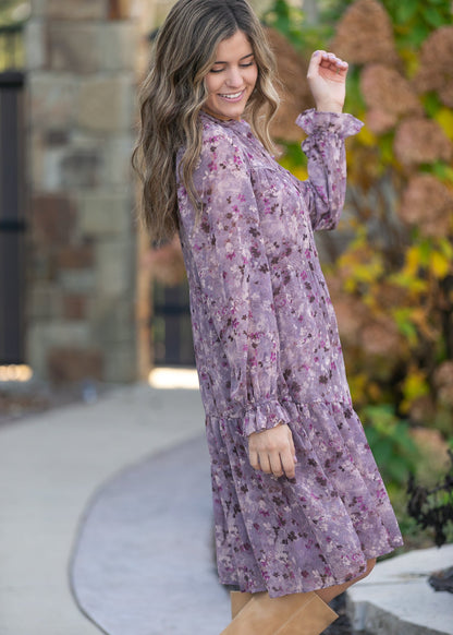 Abstract Floral Button Down Midi Dress FF Dresses