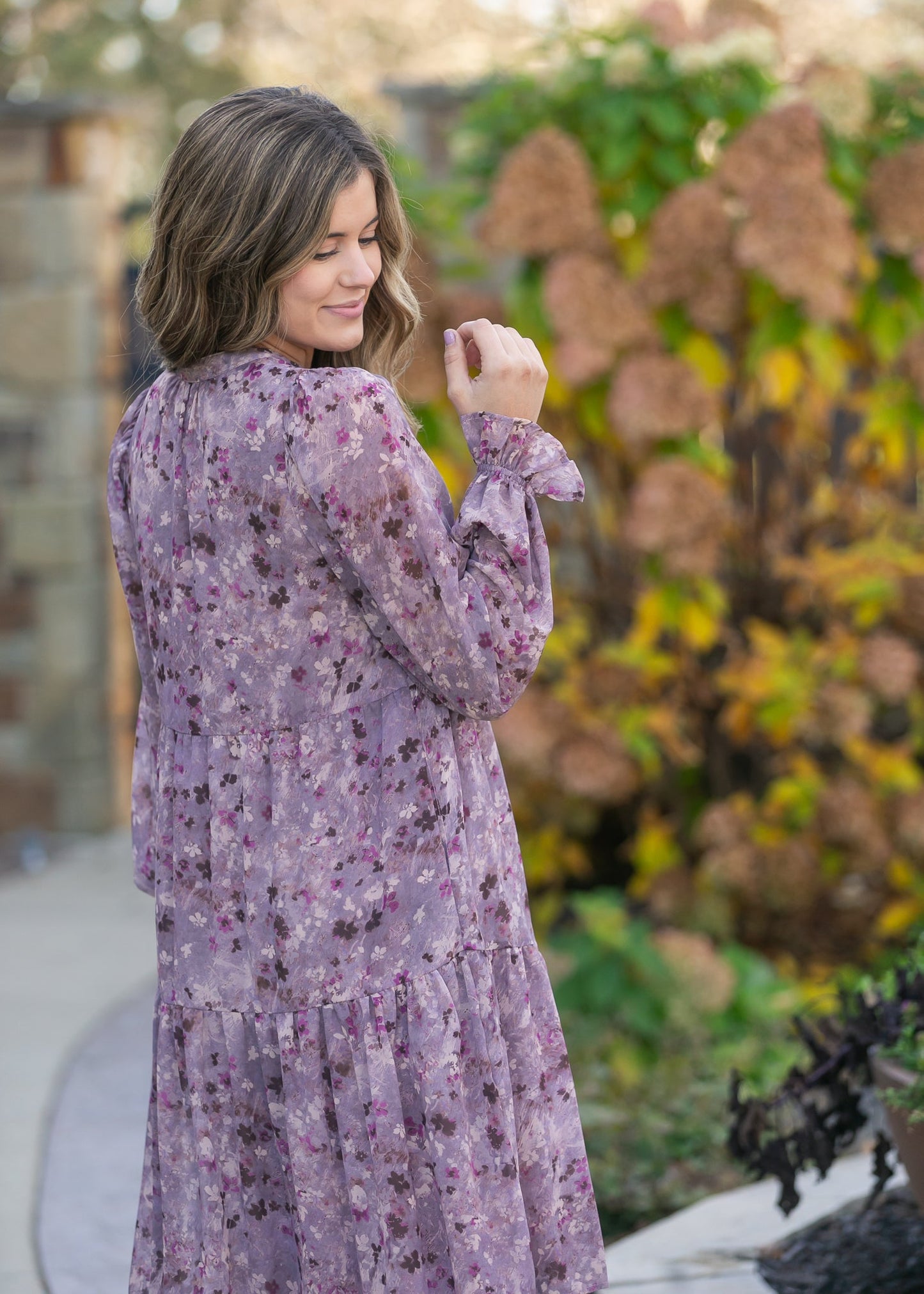 Abstract Floral Button Down Midi Dress FF Dresses