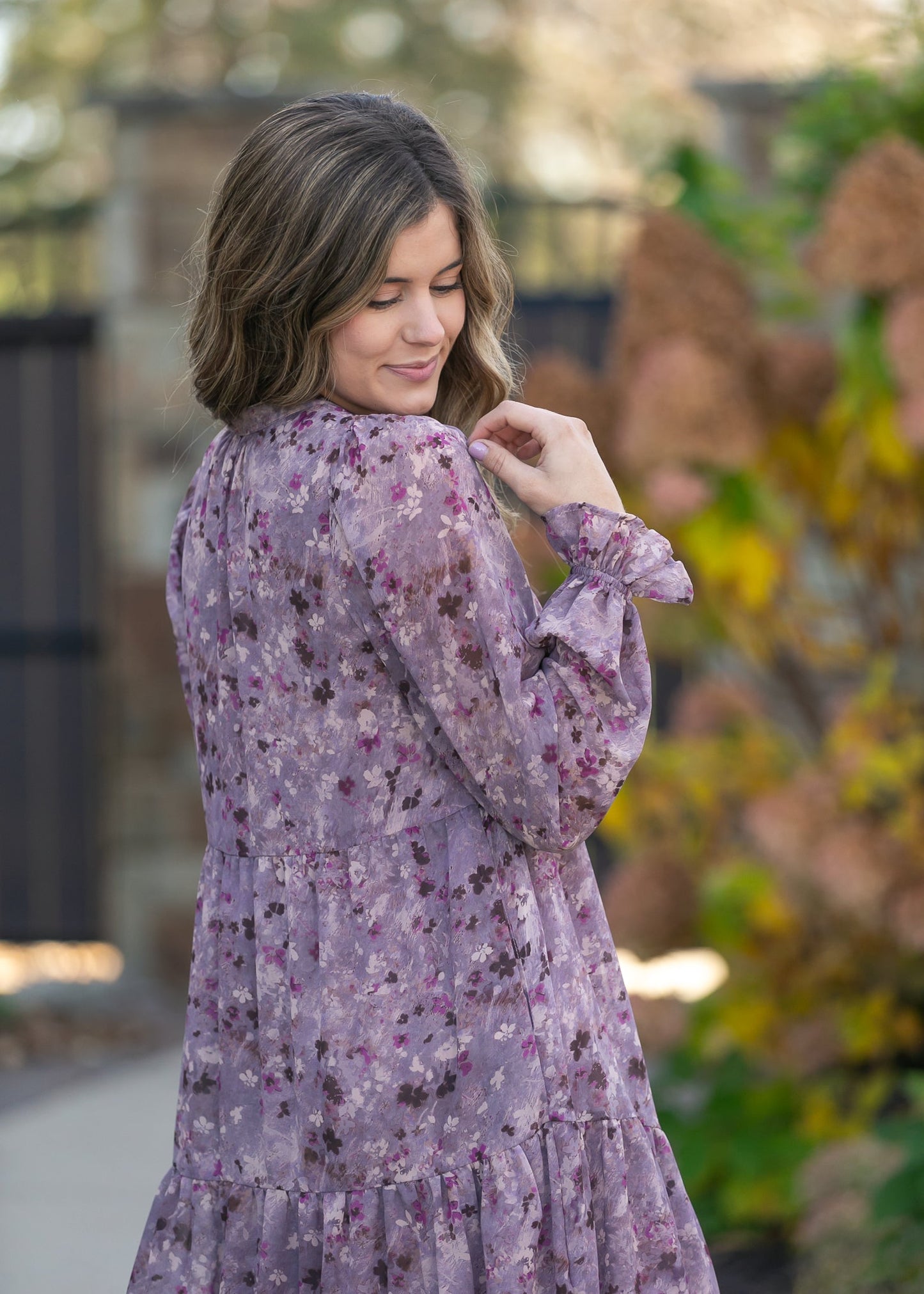 Abstract Floral Button Down Midi Dress FF Dresses