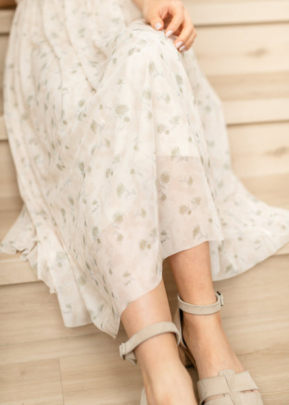 Abstract Floral Pleated Midi Dress FF Dresses