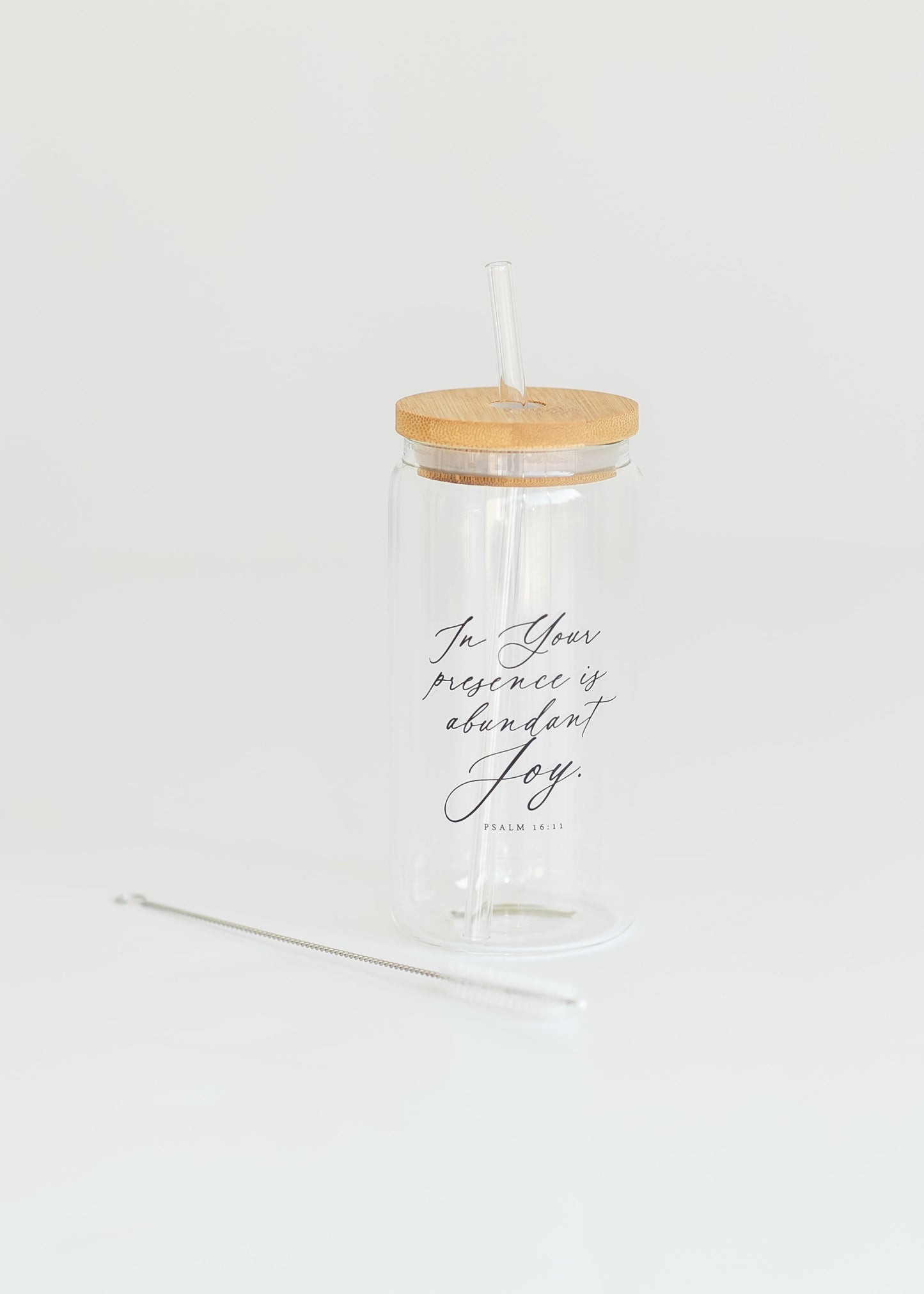 Abundant Joy Glass with Bamboo Lid + Straw Gifts