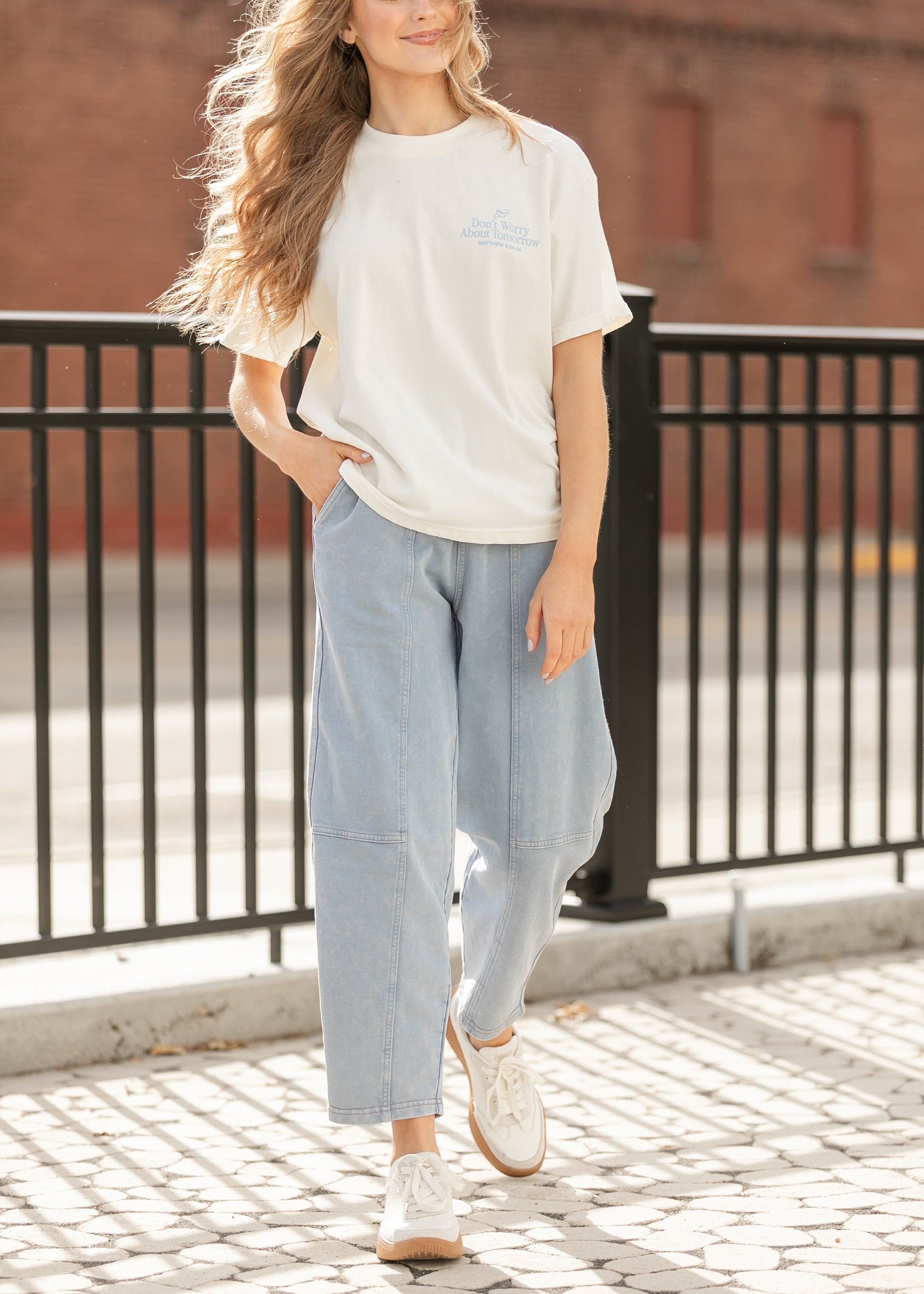 Acid Washed Capri Joggers FF Pants