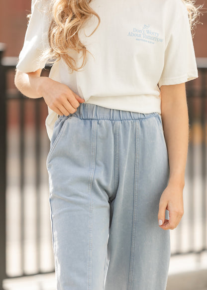 Acid Washed Capri Joggers FF Pants