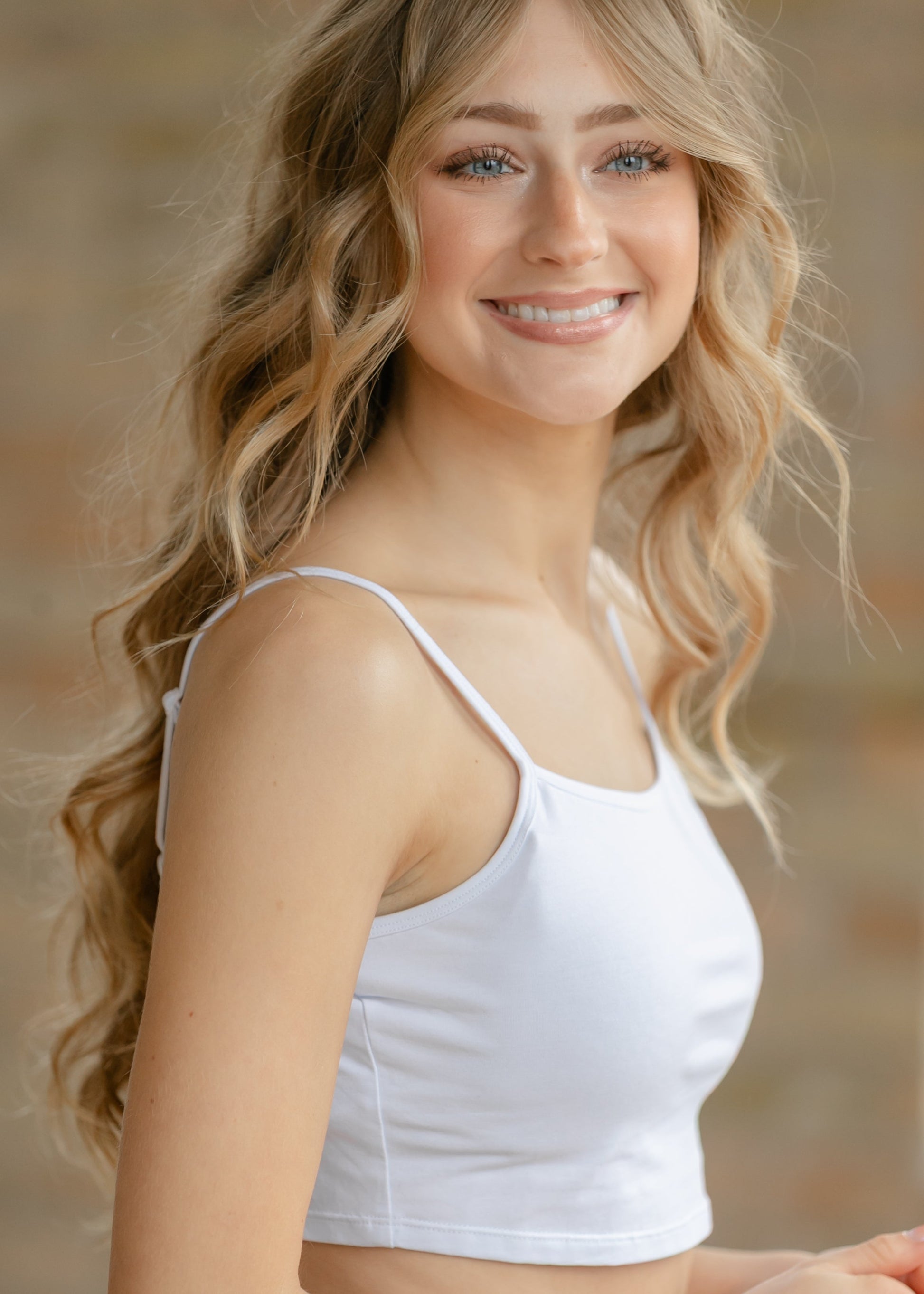 Adjustable White Cropped Demi Tank IC Layering Essentials