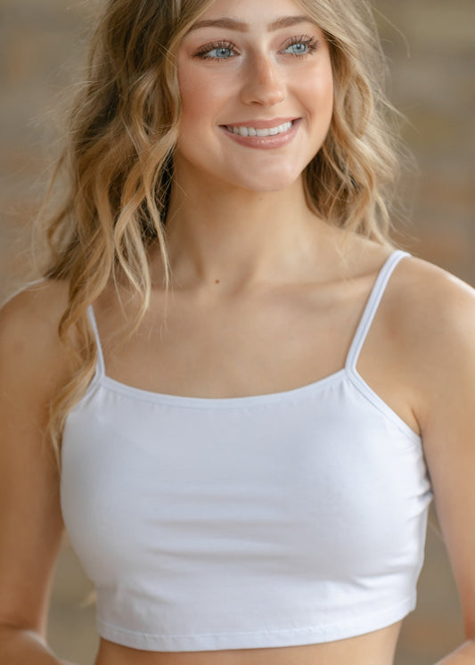 Adjustable White Cropped Demi Tank IC Layering Essentials