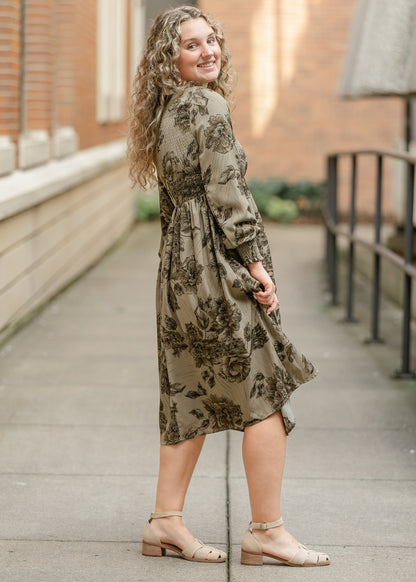 Aleeyah Smocked Midi Dress IC Dresses