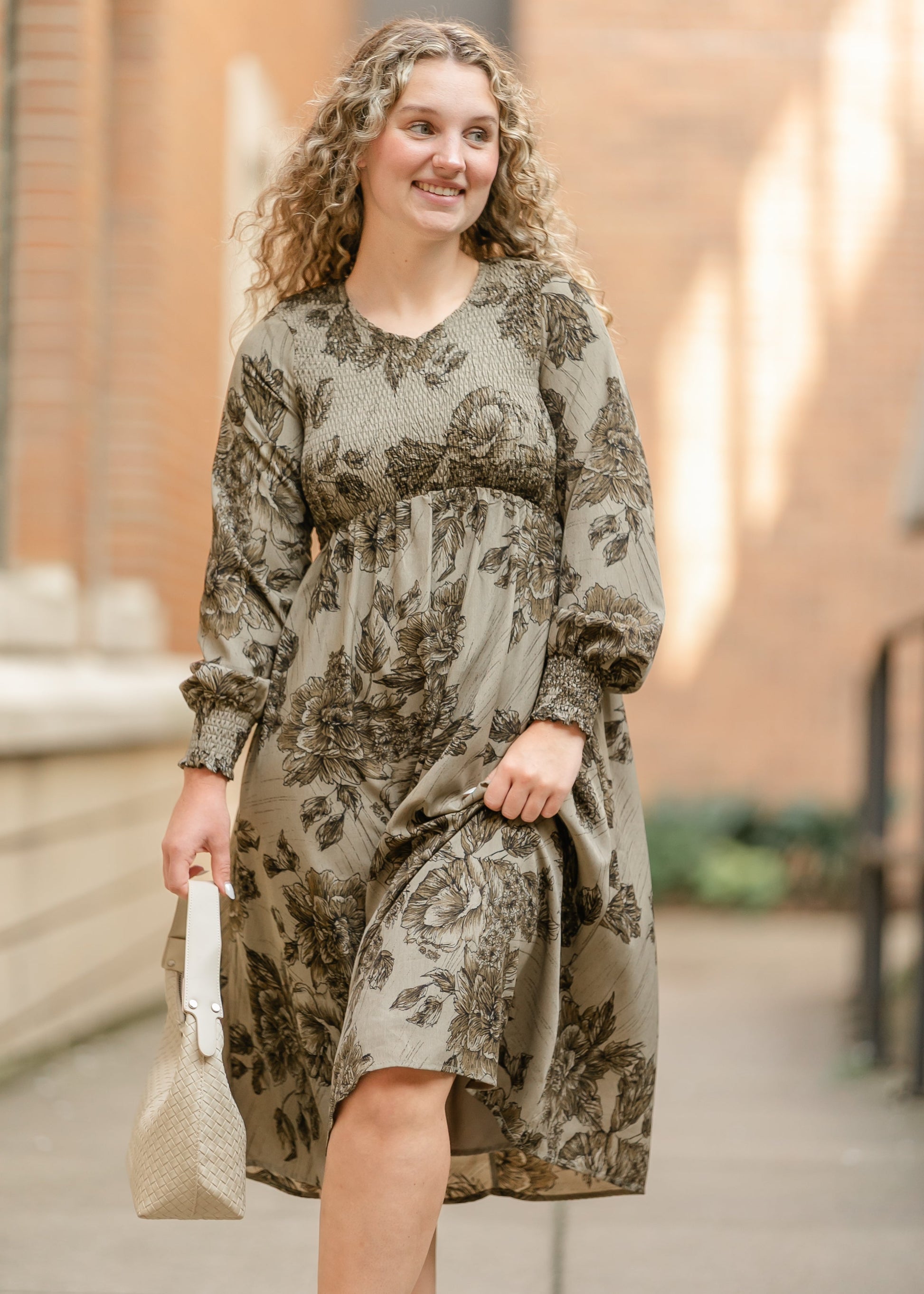 Aleeyah Smocked Midi Dress - FINAL SALE Inherit Co. Aleeyah Smocked Midi Dress - FINAL SALE Inherit Co.