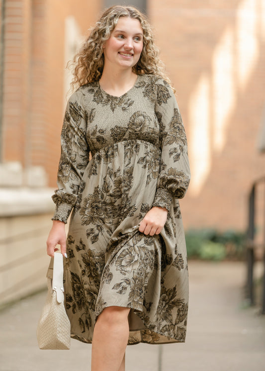Aleeyah Smocked Midi Dress IC Dresses