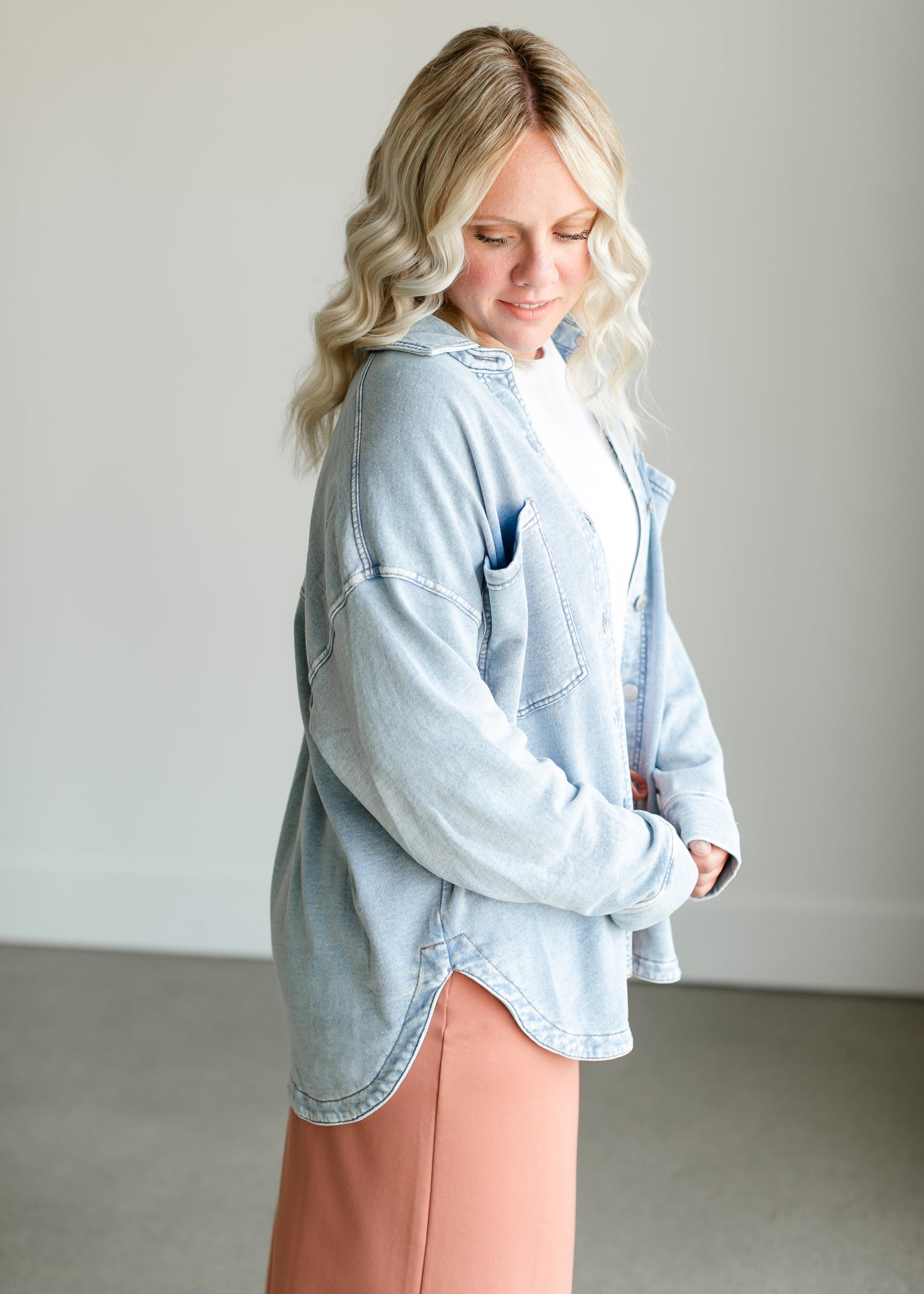All Day Knit Denim Jacket FF Tops