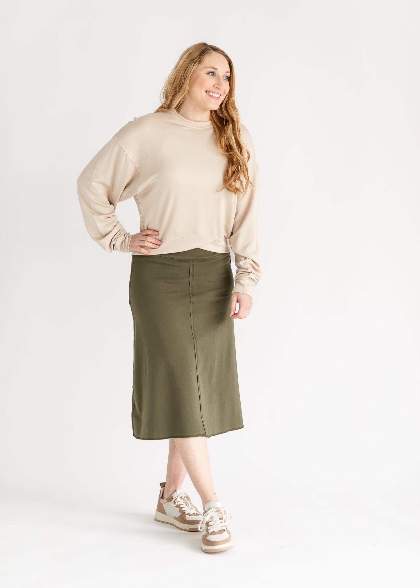 Allie Knit Midi Skirt IC Skirts Olive / XS