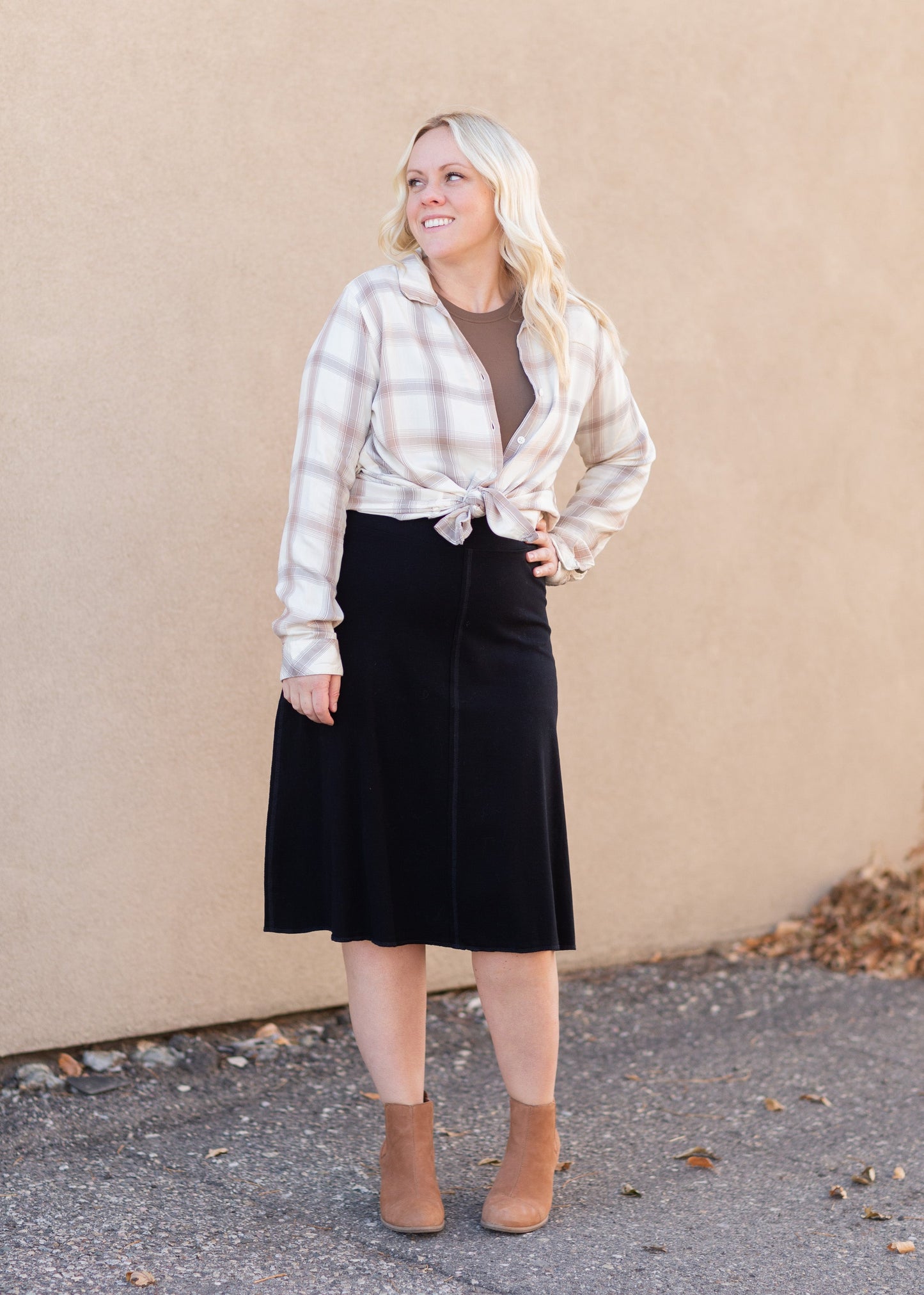 Allie Navy Knit Midi Skirt IC Skirts Black / XS