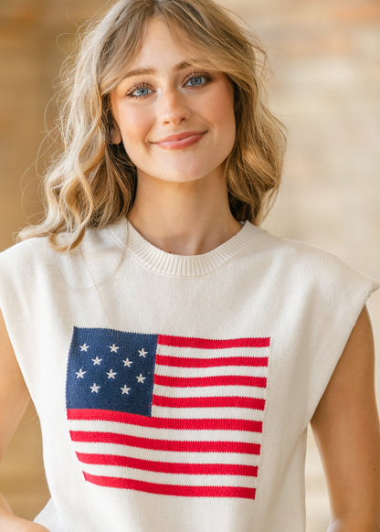 American Dream Flag Sweater FF Tops