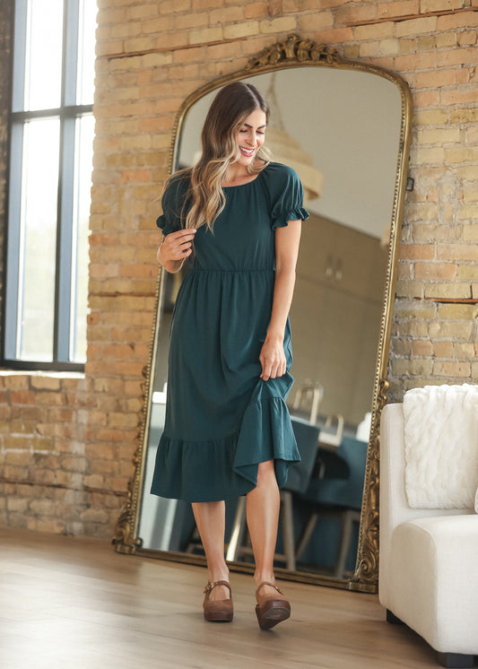 Amy Deep Teal Midi Dress IC Dresses