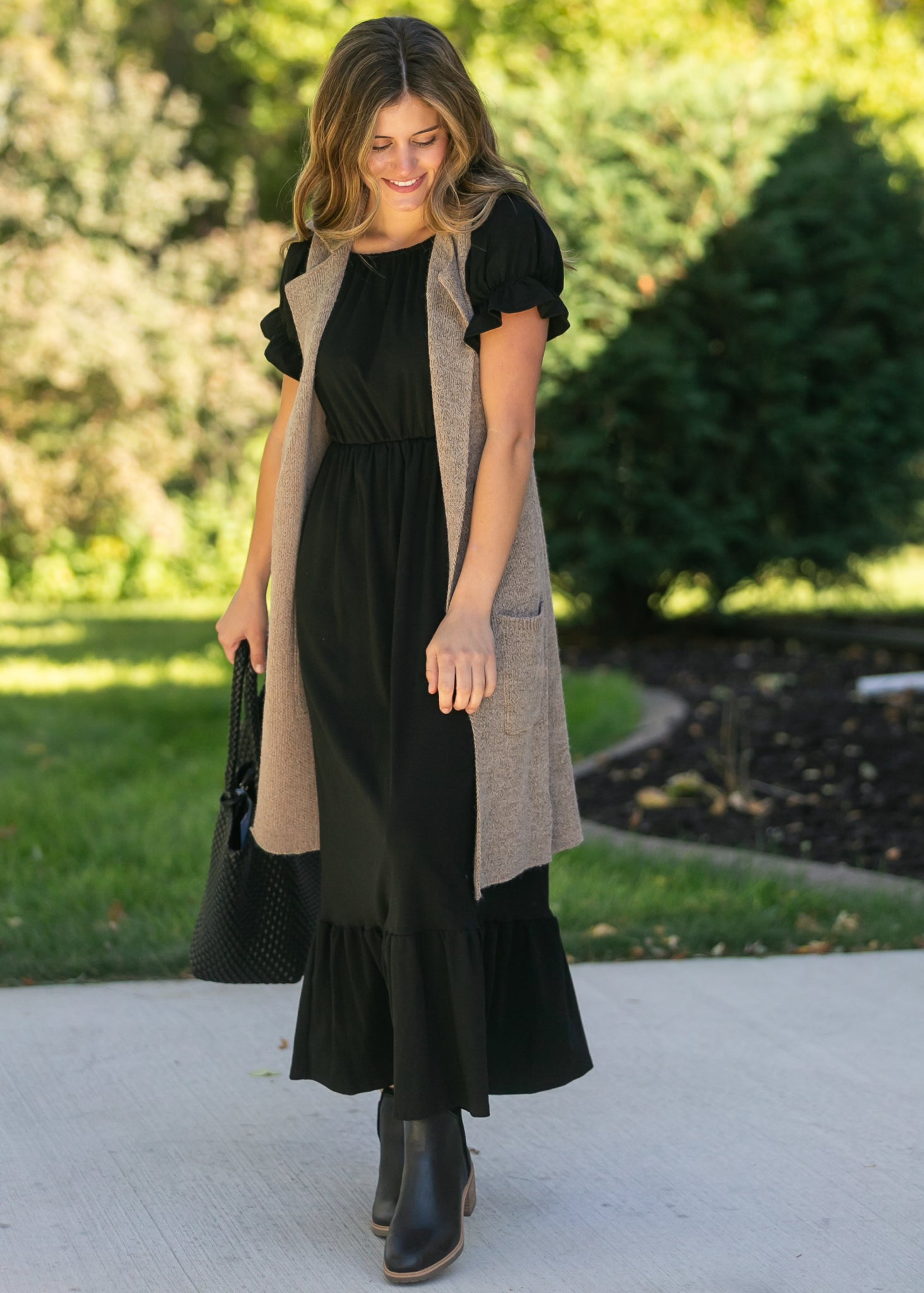 knee length dresses for ladies Amy Puff Sleeve Maxi Dress