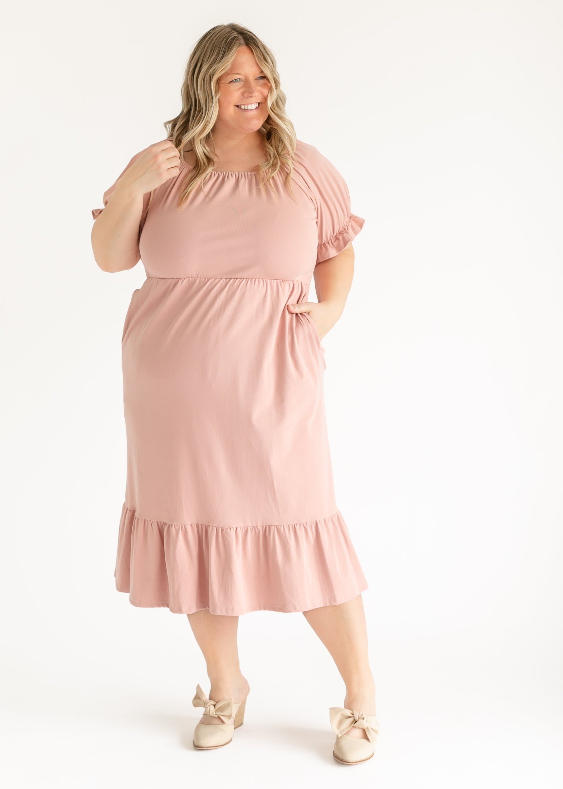 Amy Puff Sleeve Midi Dress Inherit Co. Amy Puff Sleeve Midi Dress Inherit Co.