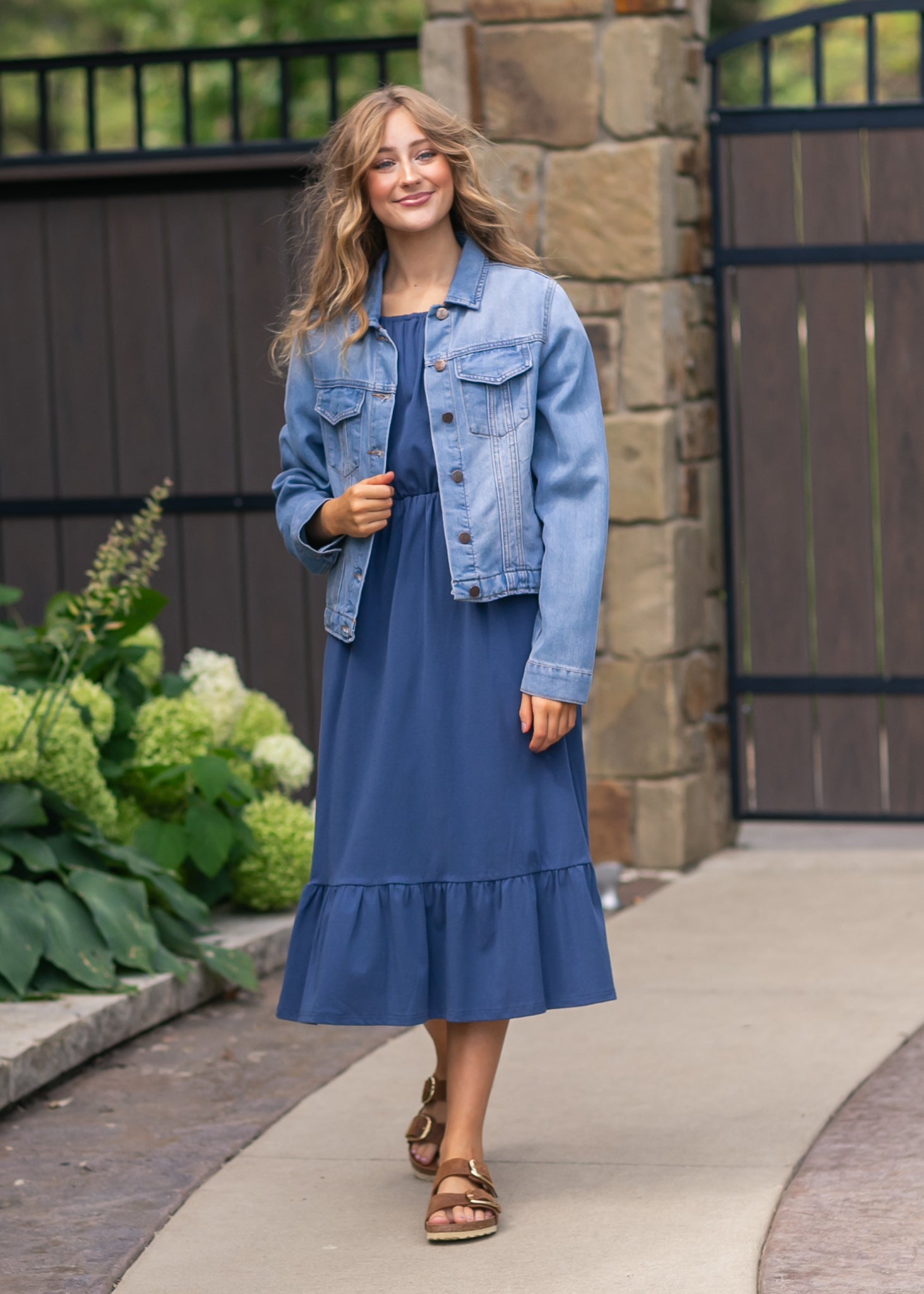 dusty blue midi dress with sleeves marloe midi dress // dusty blue *zoco exclusive* medium