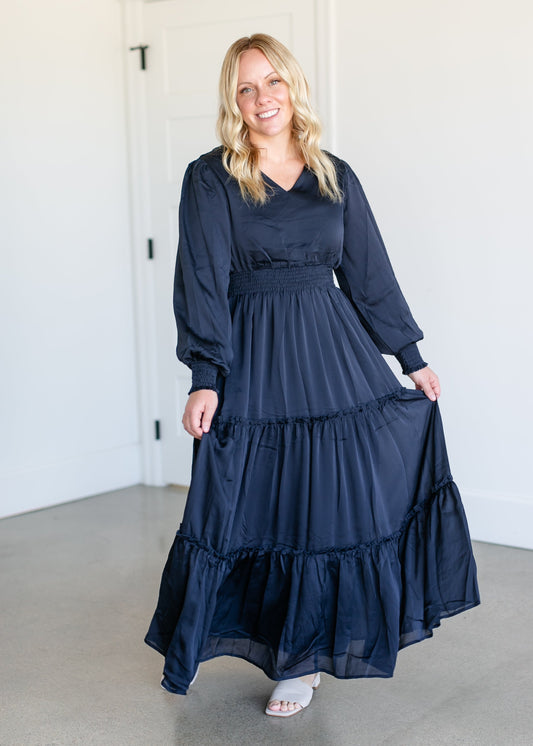 Anastasia Long Sleeve Satin Maxi Dress FF Dresses