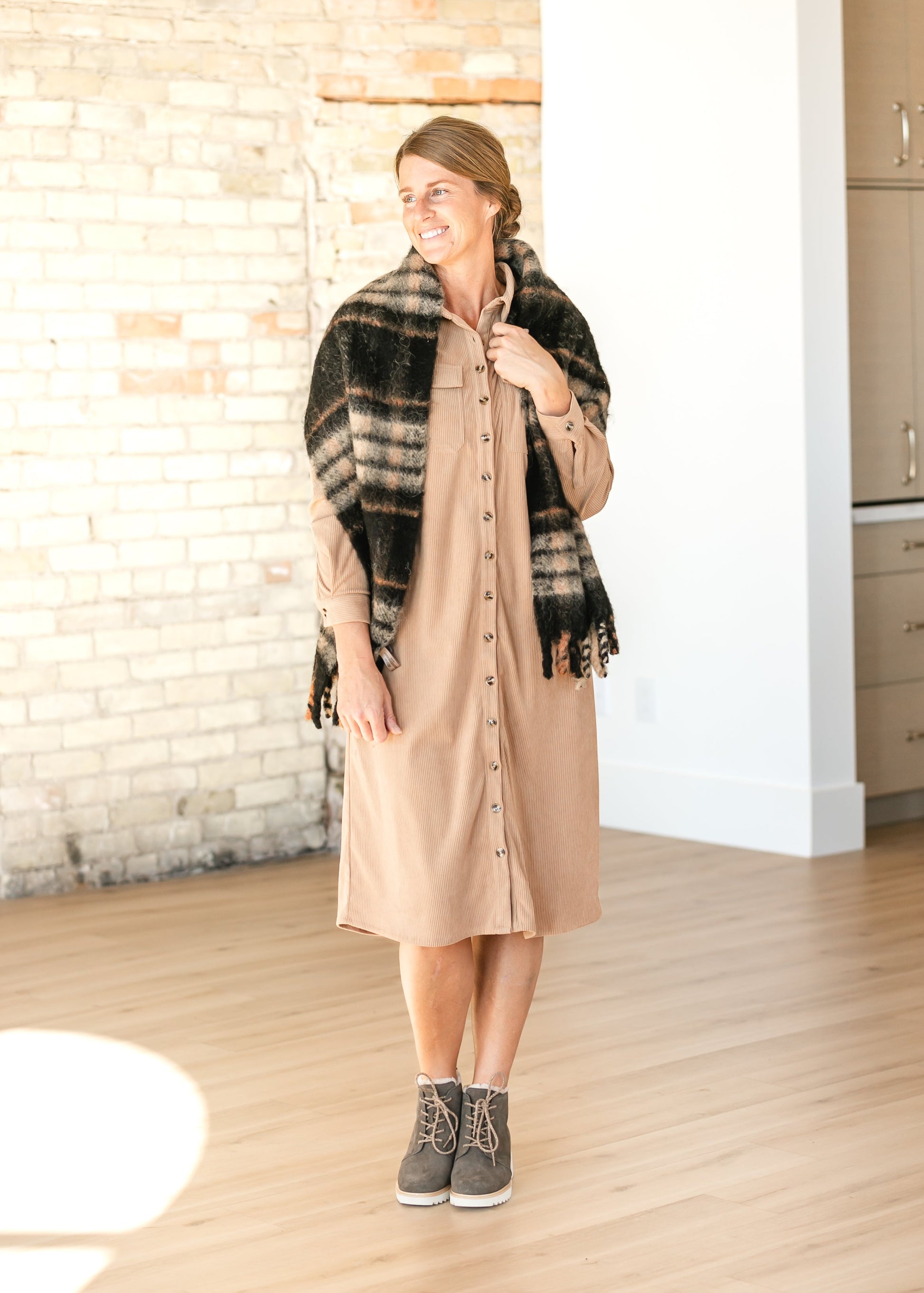 cord shirt dress midi Corduroy Long-Sleeve Midi Shirtdress