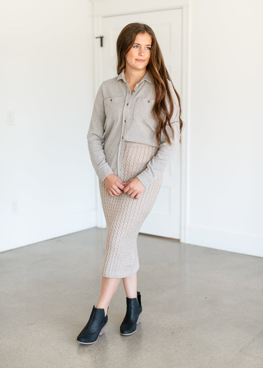 Aran Knitted Midi Skirt FF Skirts
