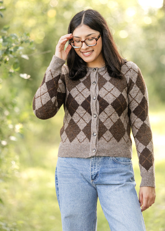 Argyle Button Up Cardigan FF Layering Essentials