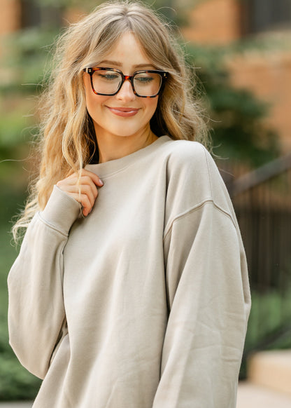 Ash Mocha Crewneck Sweatshirt FF Tops