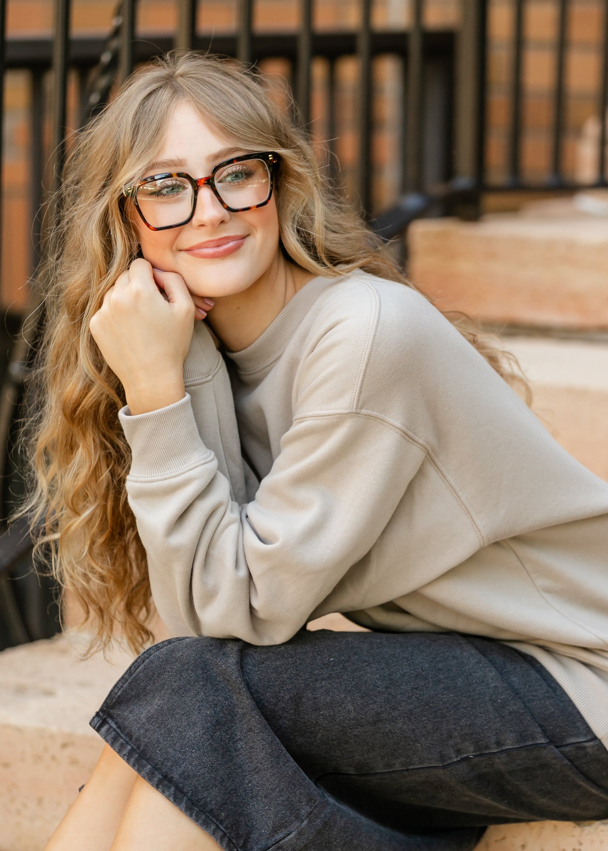 Ash Mocha Crewneck Sweatshirt FF Tops