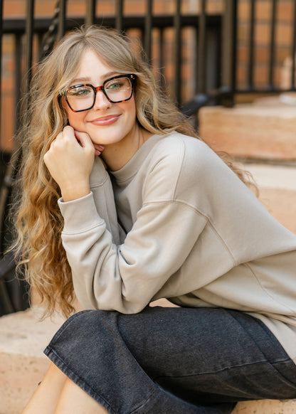 Ash Mocha Crewneck Sweatshirt FF Tops