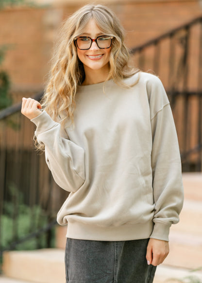Ash Mocha Crewneck Sweatshirt FF Tops