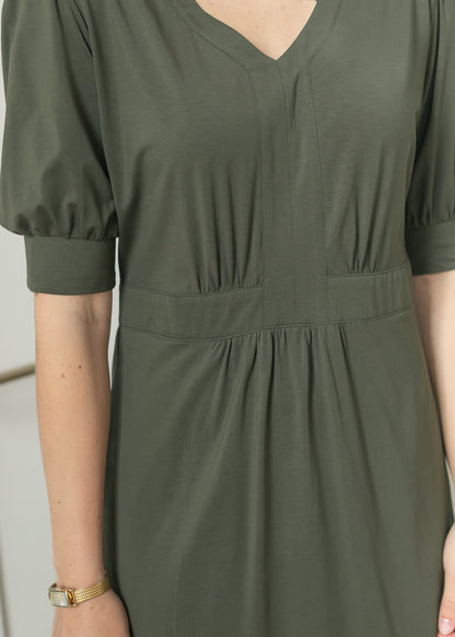 Ashley Puff Sleeve Stretch Waist Midi Dress IC Dresses