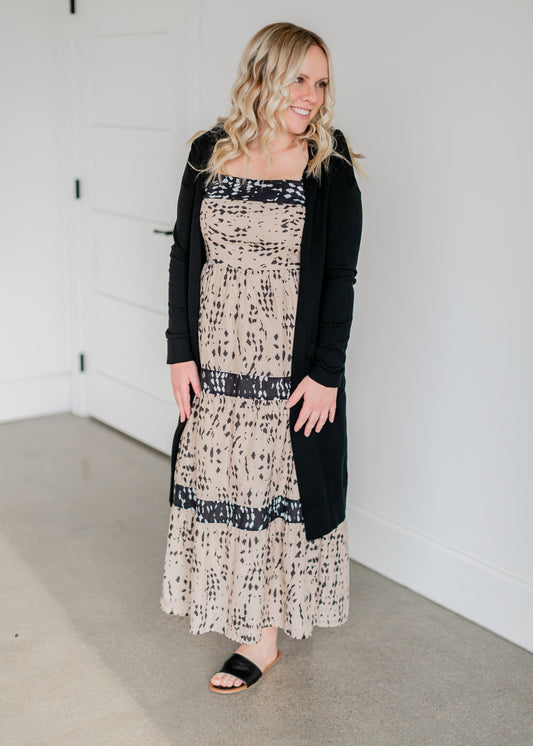 Astra Speckled Black & Tan Maxi Dress - FINAL SALE FF Dresses