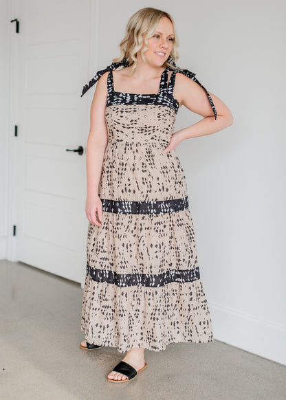 Astra Speckled Black & Tan Maxi Dress - FINAL SALE FF Dresses