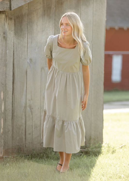 Ava Square Neck Midi Dress IC Dresses