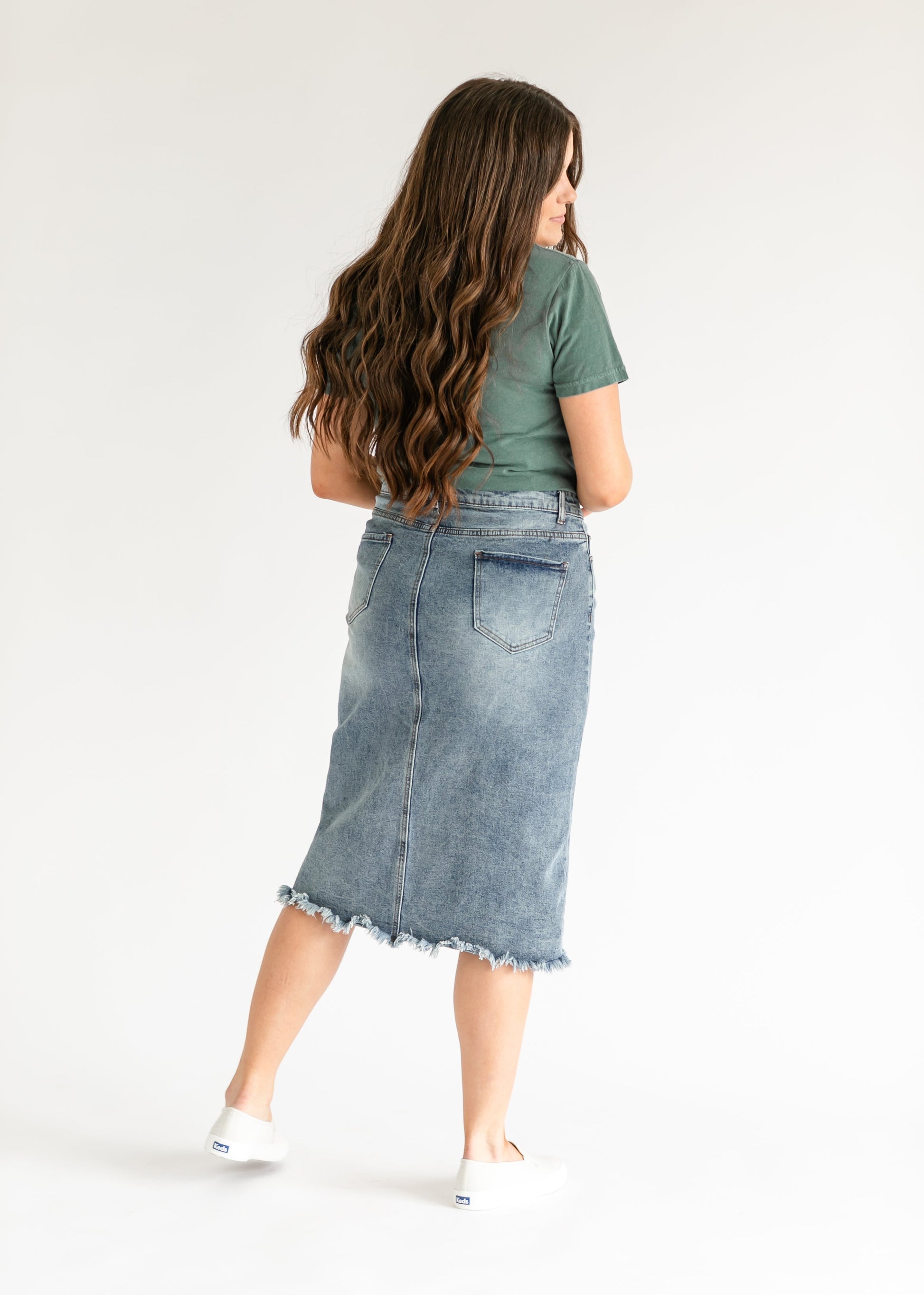 Avril A-Line Midi Denim Skirt FF Skirts