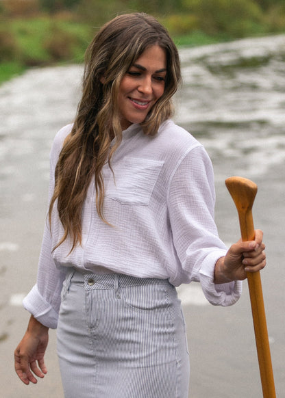 Bailey Cotton Gauze Button Down Top IC Tops