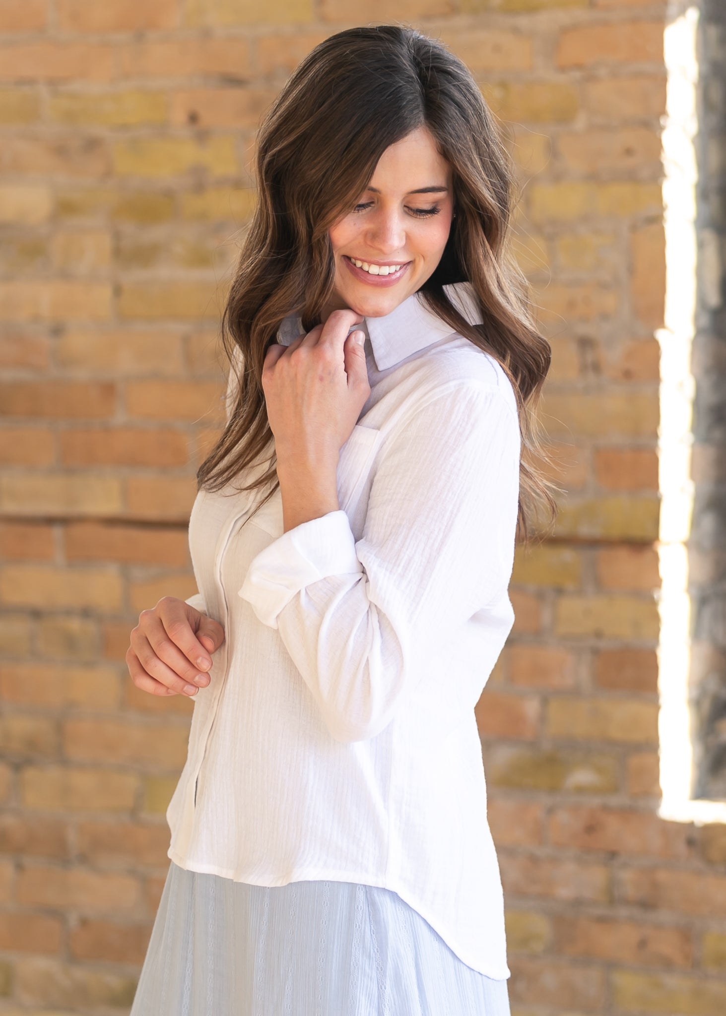 Bailey Cotton Gauze Button Down Top IC Tops