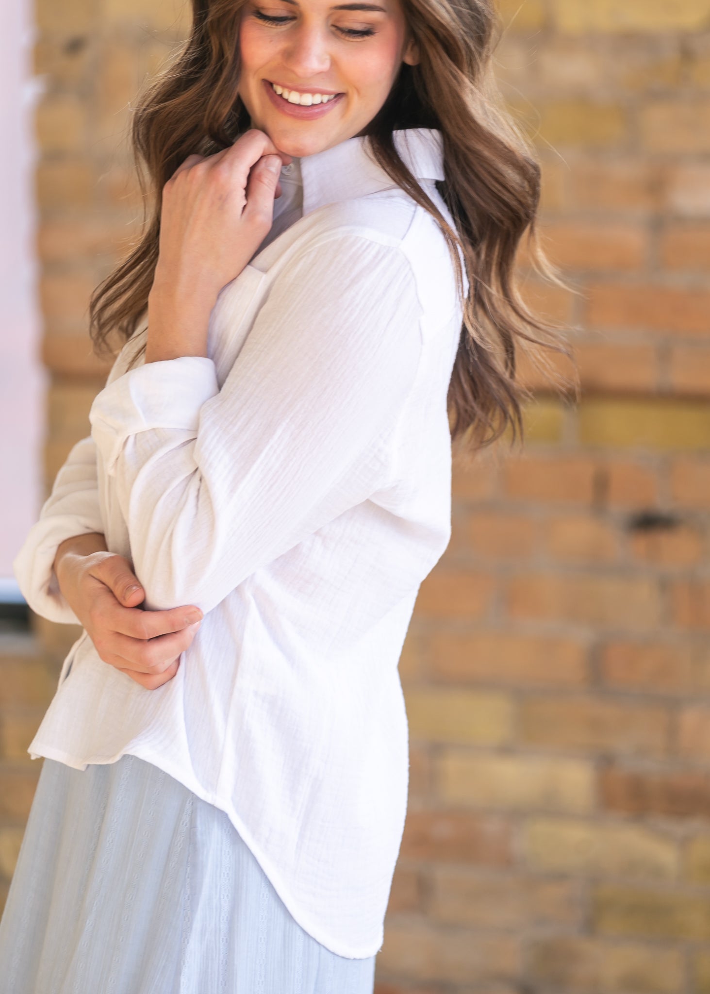 Bailey Cotton Gauze Button Down Top IC Tops