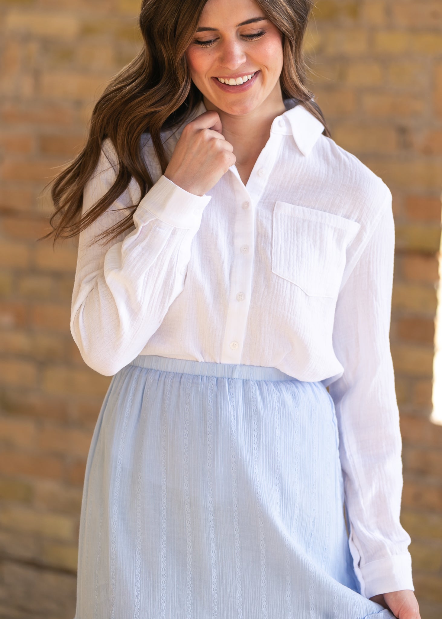 Bailey Cotton Gauze Button Down Top IC Tops