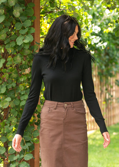 Basic Mock Neck Sweater FF Tops Black / S