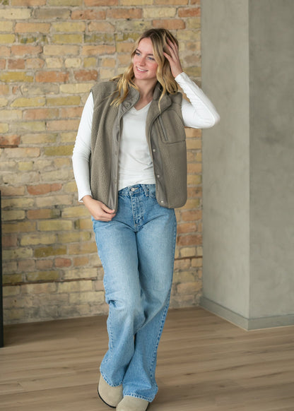 Basic Soft V-Neck Long Sleeve T-shirt FF Tops