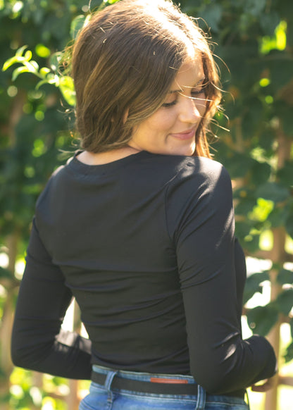 Basic Soft V-Neck Long Sleeve Tee (Copy) FF Tops