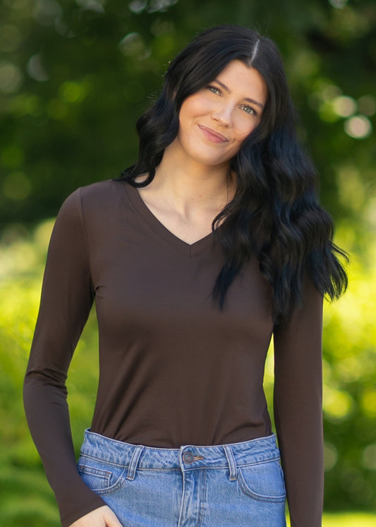 Basic Soft V-Neck Long Sleeve Tee (Copy) FF Tops