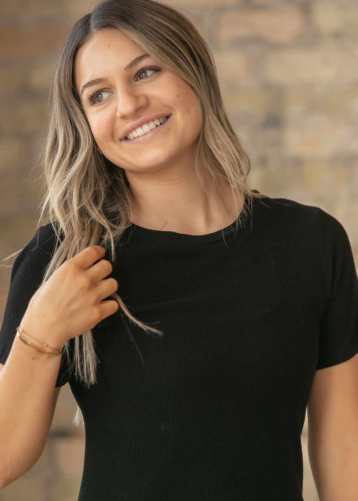 Baylor Black Ribbed T-shirt Dress IC Dresses