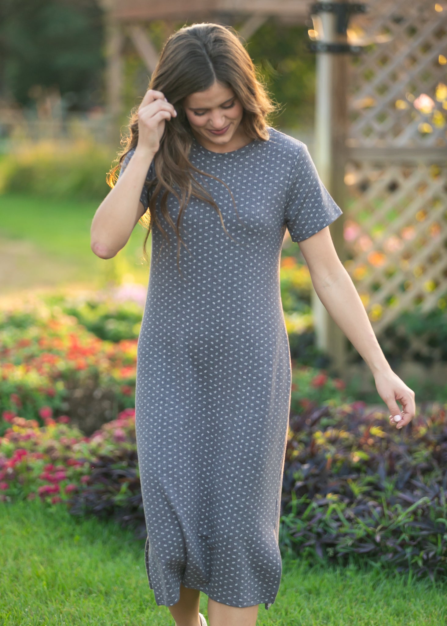 Baylor Floral Ribbed Tee Shirt Dress IC Dresses
